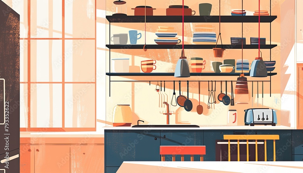 Sleek flat design kitchen interior with minimalist elegance. Clean lines, muted tones, and efficient storage solutions. 🍽️✨ #ModernSimplicity