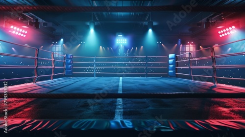 Empty ring boxing arena background generative ai photo