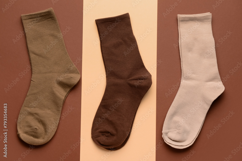 Different basic socks on color background Different basic socks on color background