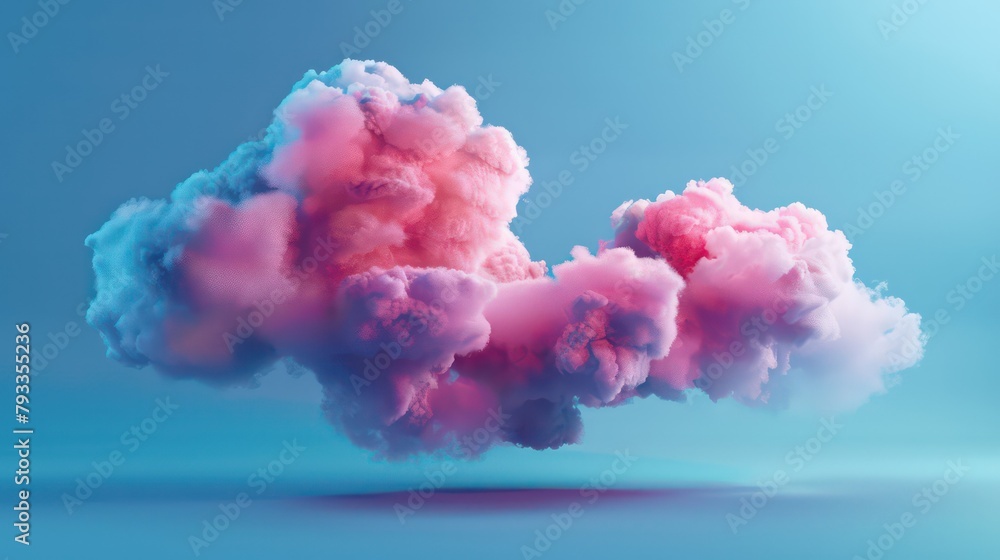 Fototapeta premium Pink cloud on blue background. Cloud sky background for your design.