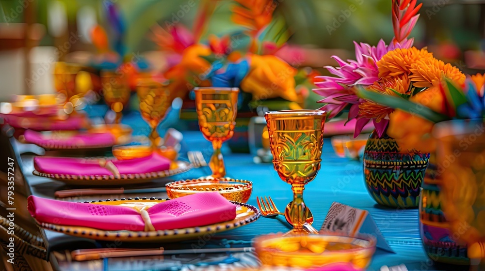Bright and vibrant table decorations that add a festive touch to your Fiesta celebration Bright and vibrant table decorations that add a festive touch to your Fiesta celebration