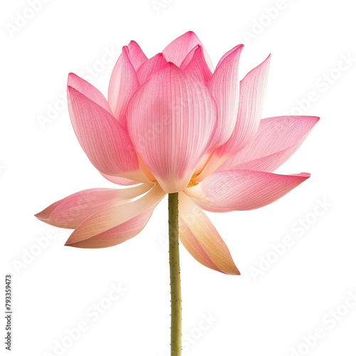 A stunning pink lotus flower stands out against a transparent background creating a mesmerizing sight photo