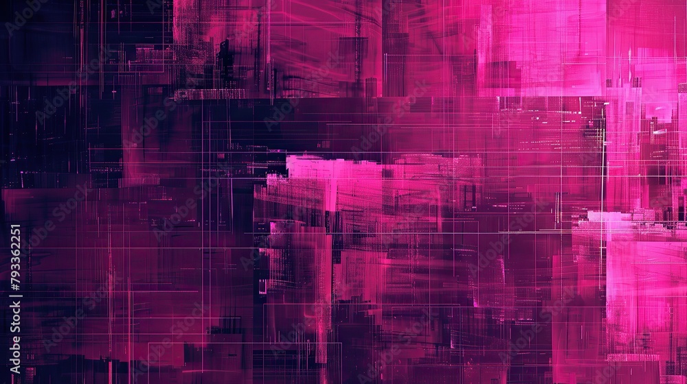 abstract graphical glitch texture background wallpaper dark with small amounts of neon pink, with a textured glass overlay for wallpaper