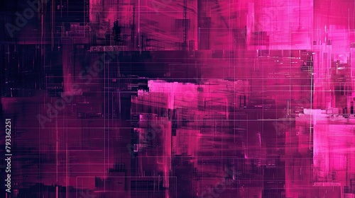 abstract graphical glitch texture background wallpaper dark with small amounts of neon pink, with a textured glass overlay for wallpaper