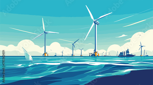 Vector Wind energy power concept poster header with