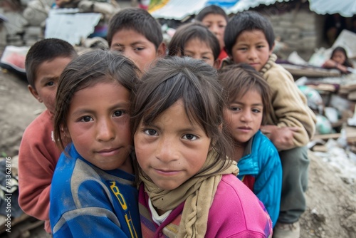 Unidentified Nepalese children in the village circa October 2013 in Kathmandu.