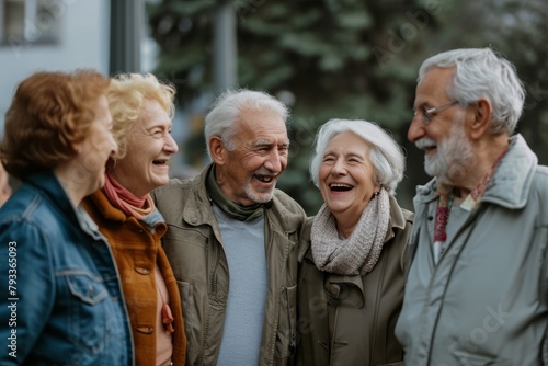 Portrait of a group of seniors laughing and looking at the camera