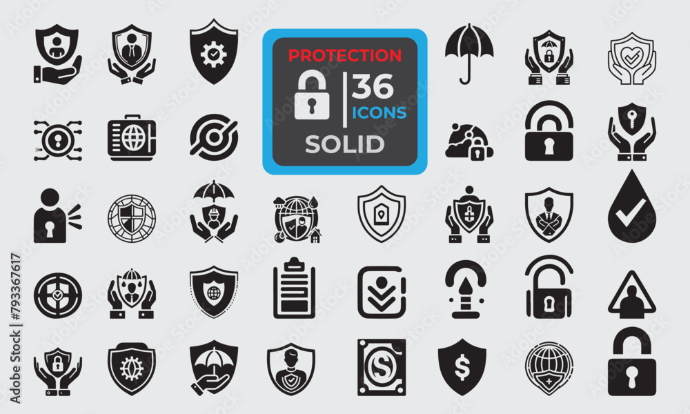 36 set of Protection icon symbols vector. Icon vector Ilustration for website, computer and mobile. 36 set of Protection icon symbols vector. Icon vector Ilustration for website, computer and mobile.