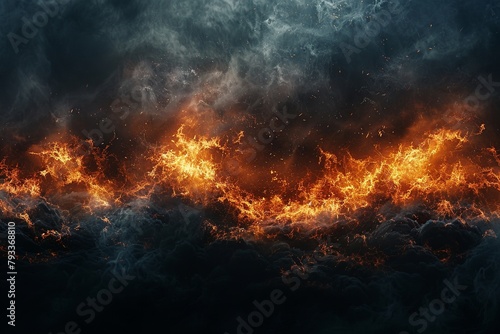 Witness the captivating display of fiery flames rising upwards from a solid black background  illuminating the darkness with a mesmerizing and intense heat