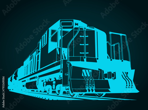 Locomotive with tank wagons close-up