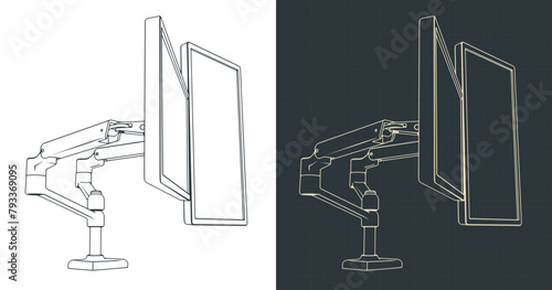 Dual monitor mount blueprints