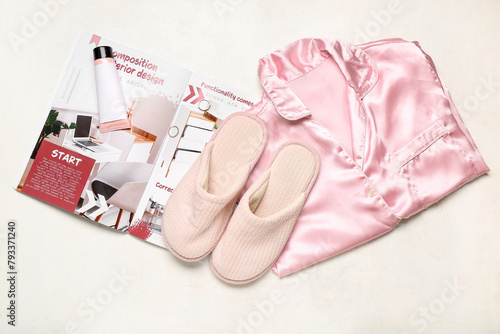 White slippers, pajamas and...