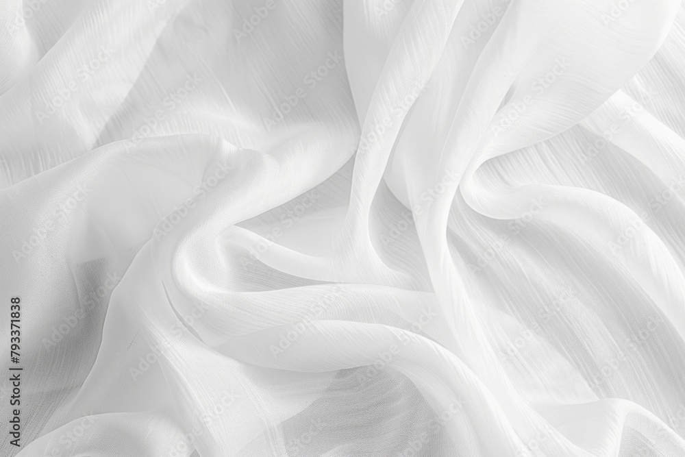 Obraz premium Elegant Whirls: A White Fabric Adorned with Graceful Lines and Swirling Patterns.
