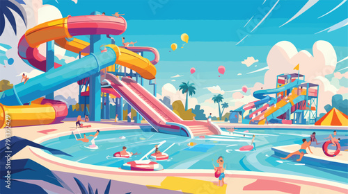 Water amusement park vector illustration. Cartoon a