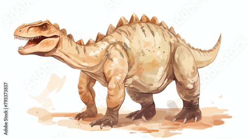Watercolor beige dinosaur clipart 2d flat cartoon v