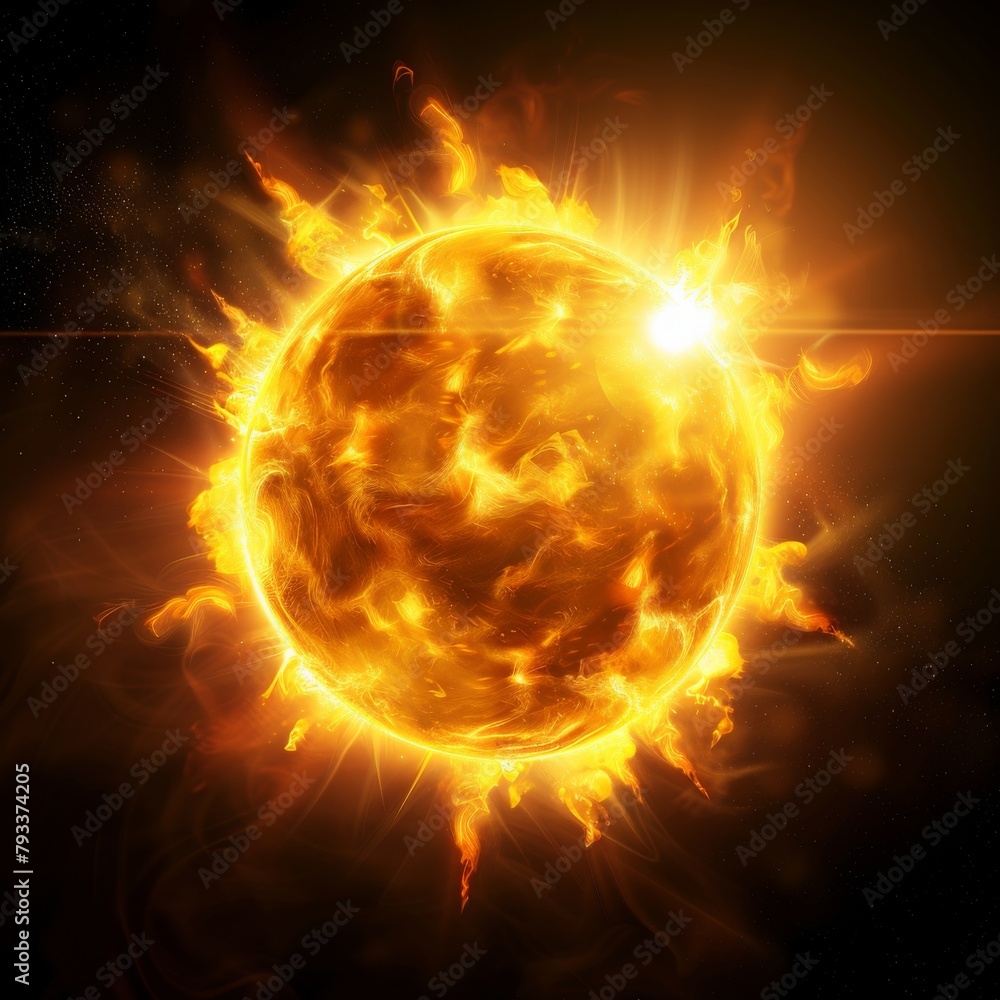 Fototapeta premium Solar Power in Focus: Radiant Solar Flare Illuminating the Solar Expanse