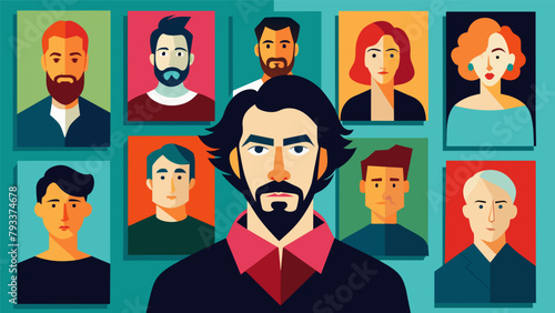 One wall is dedicated to a series of selfportraits each one capturing the artists personality and growth over the years.