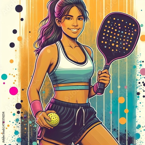 girl playing pickleball illustration