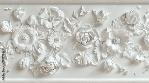 Dimensional Flowers on Decorative Plaster