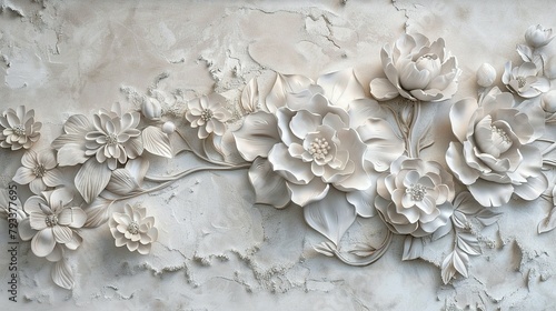 Dimensional Flowers on Decorative Plaster