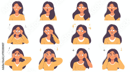 Set of woman emotion. Vector flat style illustration