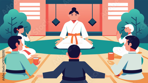 A dojo hosting a workshop on using martial arts principles to peacefully protest against environmental destruction.