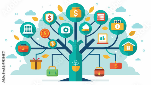 An illustration of a tree with multiple branches each representing a different type of financial safety net such as savings investments and