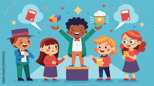 The children enthusiastically participate in interactive magic games earning prizes for successfully pulling off a trick.