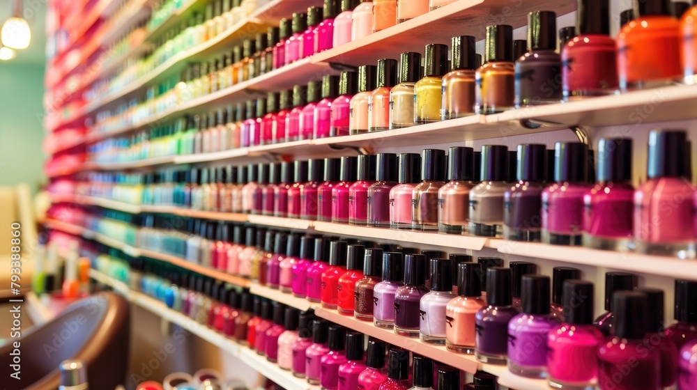 Spectrum Showcase: Nail Polish Wall Display in Modern Salon Spectrum Showcase: Nail Polish Wall Display in Modern Salon