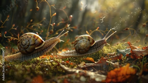 snail in the garden from handphone AI generated