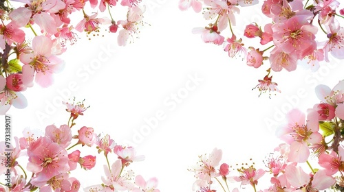 Vivid blossoms frame a pristine white backdrop