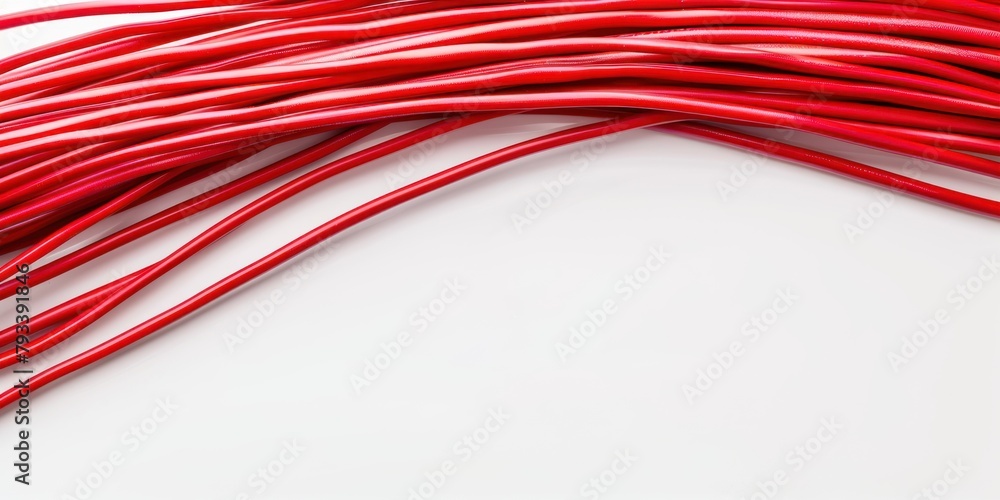 Red electrical cable white background. Red electrical cable white background.