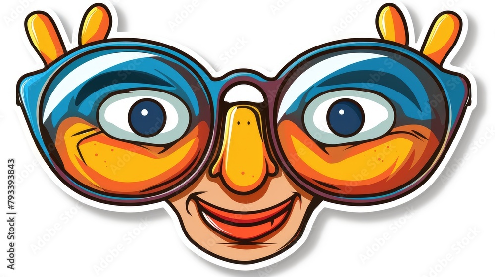 Fototapeta premium Groovy cartoon sticker hippy, vibrant, retro inspired design exuding a whimsical and psychedelic charm, perfect funky and eclectic touch. stick , white background, isolate, cut off