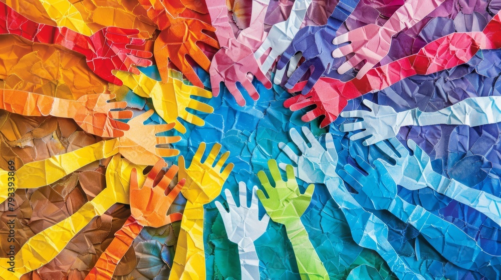 Colorful Paper Hands in Unity Mosaic