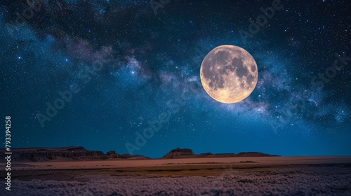 moon and stars at night generative ai © ThisDesign