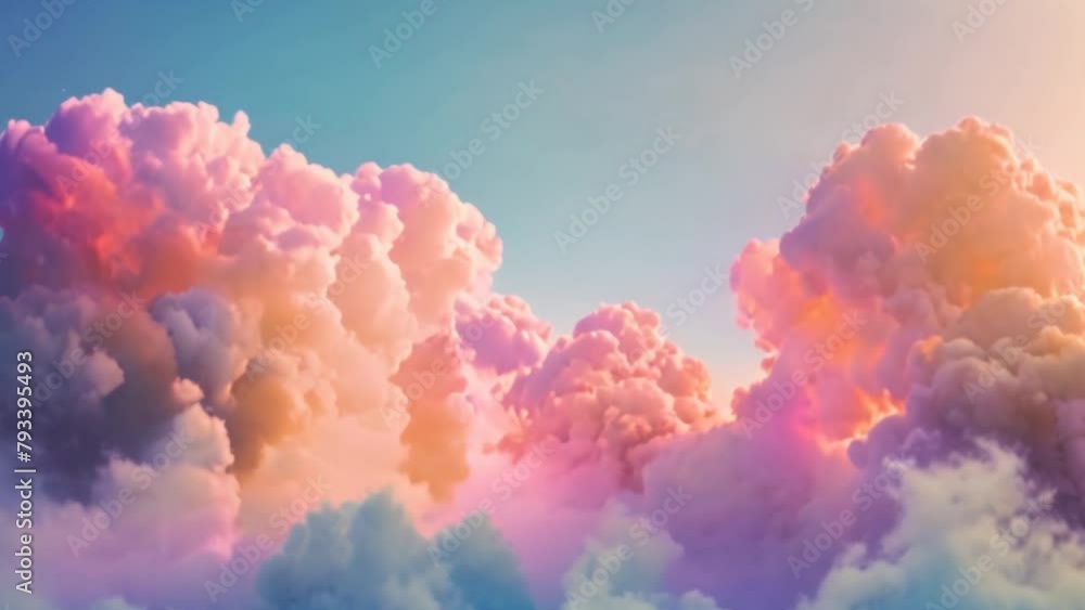 Colorful of smoke floating in the air with a clear sky in the background Colorful of smoke floating in the air with a clear sky in the background