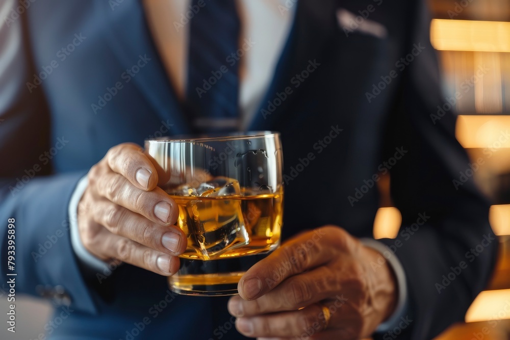 businessmen holding a glass of whiskey - generative ai