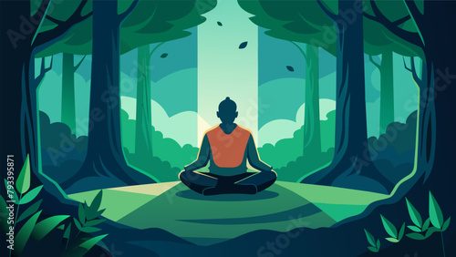 A lone warrior meditating in a serene forest feeling the energy of the trees and using it to enhance their martial arts techniques.