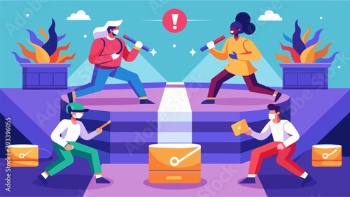 A mock tournament in a virtual world where students compete in different forms and sparring matches to prepare for the intensity of reallife