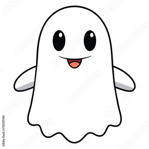 Aww Boo orable Ghost vector, perfect for Halloween Decor Children's Books Cards Invitations Logos Web Design T-Shirts Greeting Cards Stationery Packaging Tattoo Designs  photo