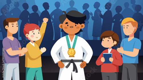 A hush falls over the crowd as the judges award the gold medal to a young student for her impressive performance in the junior division at the