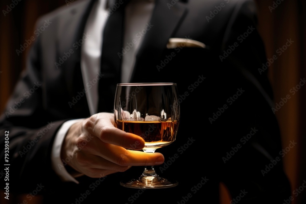 businessmen holding a glass of whiskey - generative ai businessmen holding a glass of whiskey - generative ai