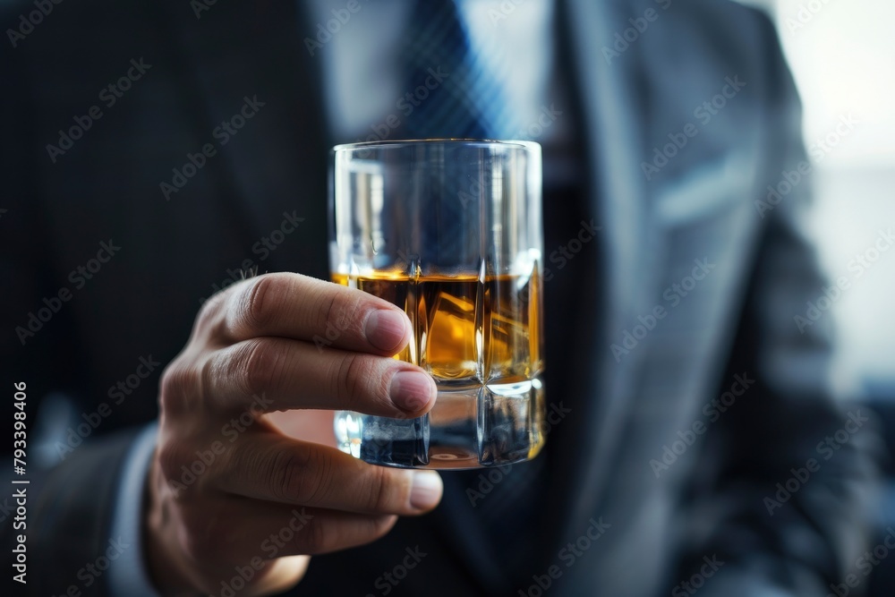businessmen holding a glass of whiskey - generative ai