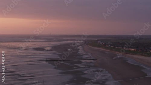 View over Crosby beach during beautiful sunset