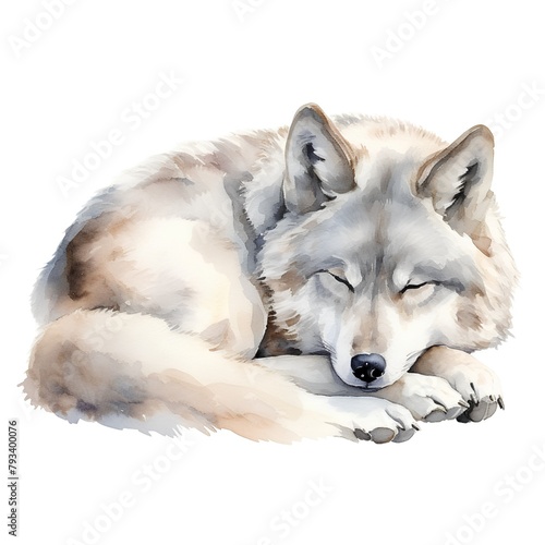 Watercolor portrait of a wolf on a white background. Vector illustration