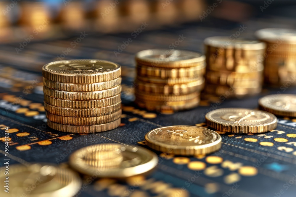 Stack of Coins on Table Stack of Coins on Table