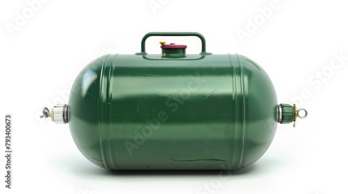 Green propane gas tank isolated on a white background