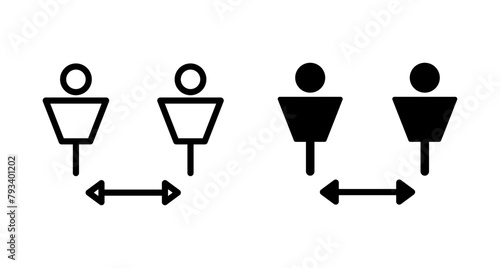 Social distancing icon vector isolated on white background. Keep distance sign. Coronavirus. Social Distancing and Self Quarantine.