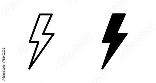 Lightning icon vector isolated on white background. Bolt icon vector. Energy and thunder electric icon