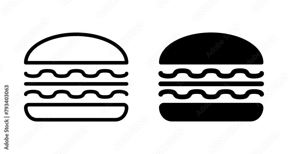 Hamburger icon vector isolated on white background. Burger and hamburger icon. Fast food vector icon Hamburger icon vector isolated on white background. Burger and hamburger icon. Fast food vector icon